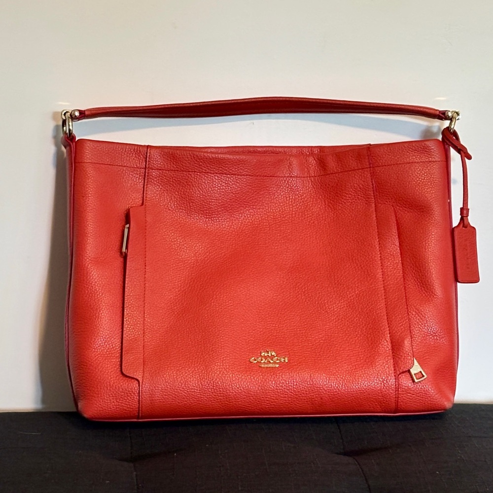 Coach Vibrant Orange Leather Shoulder Bag
